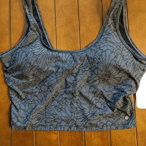 Fabletics Gray/Charcoal Flower Design Sports Bra